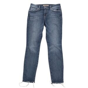 Joes Jeans Skinny Ankle Raw Hem Blue Denim Jeans Size 27 Medium Wash CL138M